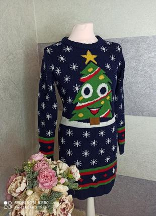 Плаття новорічне ялинка тепле в'язане4 фото