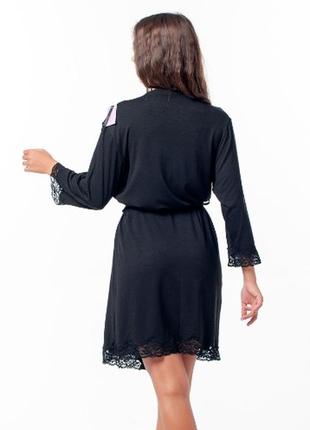 Жіночий халат 100% віскоза гарної якості україна d5523h чорний3 фото
