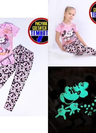 Піжама дитяча на дівчинку міккі: футболка+шорти