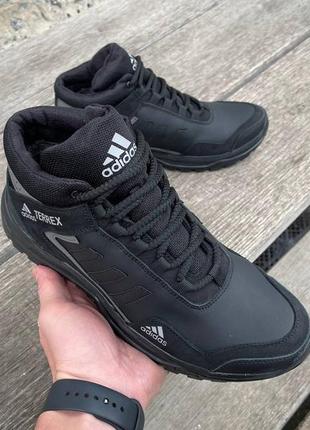 🖤чоловічі шкіряні зимові кросівки adidas🖤