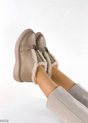 Шкіряні зимові лофери черевики з натуральної шкіри кожаные зимние лоферы ботинки натуральная кожа2 фото