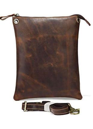Сумка-планшет из натуральной винтажной кожи 14061, коричневый2 фото
