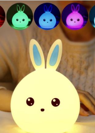Светильник – ночник зайчик led rabbit soft touch силиконовый3 фото