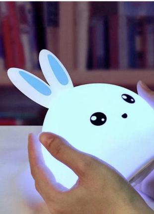 Светильник – ночник зайчик led rabbit soft touch силиконовый1 фото