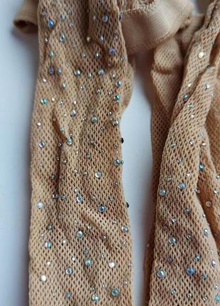 Телесные колготы в стразы