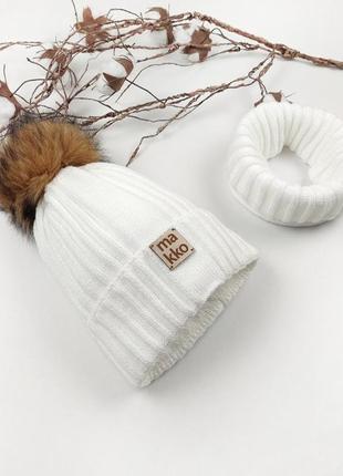 Зимовий набір шапка хомутик для дівчинки