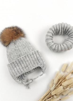 Зимовий комплект шапка хомутик для дітей1 фото