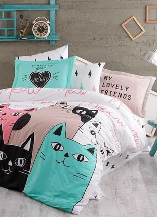 Двоспальний комплект постільної білизни poplin love cats 200x220 див (44576_2,0)