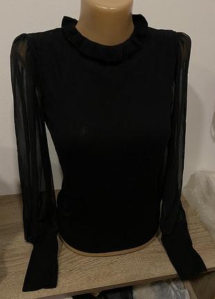 Кофта з прозорими рукавами воланами 4