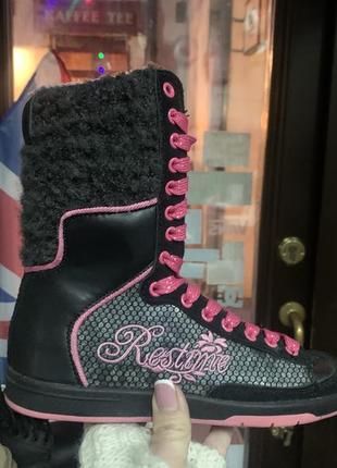 Черевики зимові теплі бренду restime black pink дівочі жіночі підліткові стильні❄️🌷1 фото