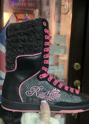 Черевики зимові теплі бренду restime black pink дівочі жіночі підліткові стильні❄️🌷