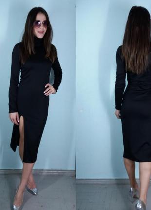Сукня міді з розрізом на стегні.4 фото