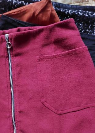 Женская бордовая мини юбка3 фото