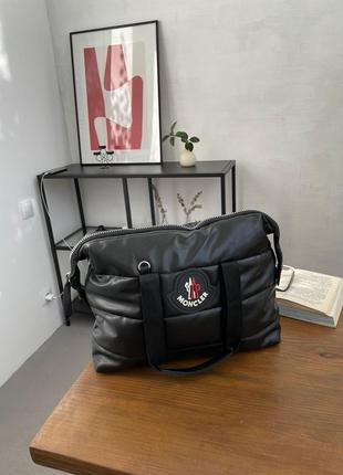 Жіноча чорна сумка з ручками та ременем moncler 🆕середня стильна сумка