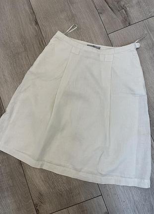 Стильная белая юбка лён 100%