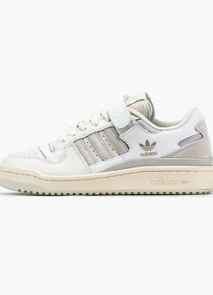 Кросівки adidas forum low white cream grey green1 фото