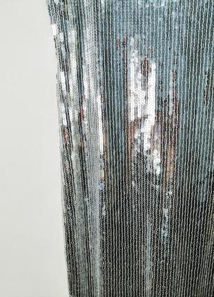 Эксклюзивное платье в пайетках с бахромой серебро6 фото