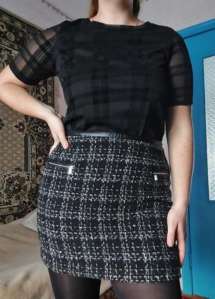 Женская твидовая мини юбка6 фото