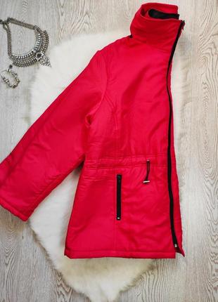 Красная деми теплая куртка короткая длинная парка пуховик батал большого размера женская8 фото