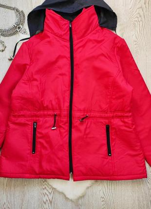 Красная деми теплая куртка короткая длинная парка пуховик батал большого размера женская3 фото