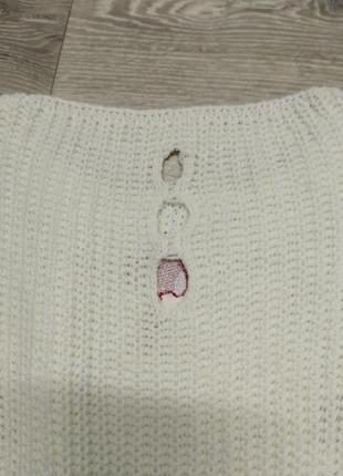 Женский джемпер на зиму свитер белый с вышивкой турция7 фото