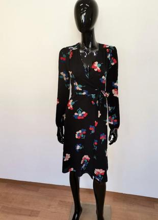 Платье на запах тонкок в цветочный принт