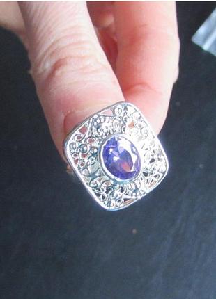 🏵️шикарное ажурное кольцо в серебре 925 с фианитом, 18 р., новое! арт.38314 фото
