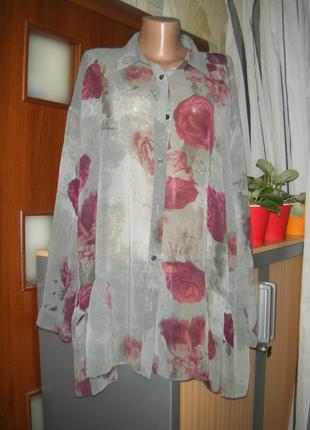 Шикарная яркая шифоновая блуза - туника, размер xl - 16 - 50