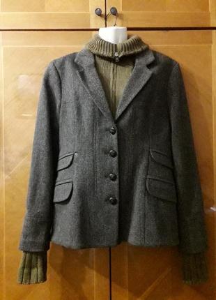 Брендовий  супер теплий  жакет піджак  р.l від superdry limited херрінбоун ( тканина в йолочку  )