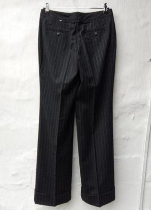 Тёплые шерстяные базовые чёрные брюки в полоску7 фото