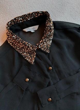 Красивая, праздничная блуза из шифона с паетками1 фото