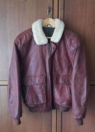 Вінтажна чоловіча шкіряна куртка-пілот vintage leather jacket