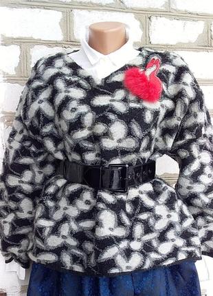 Эффектный фактурный свитшот пончо свитер бохо валяная шерсть цветы батал оверсайз