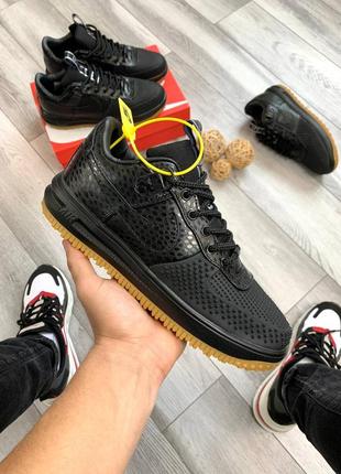 Чоловічі чорні шкіряні кросівкі nike force 1 duckboot 🆕найк форс