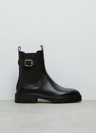 Шкіряні класичні черевики zara на масивній підошві
