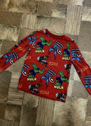 Крутой свитшот, 4-5лет, до 110см, стрейчевый трикотаж из хлопка,  marvel