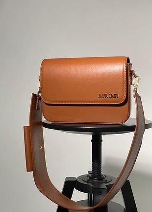 Женская коричневая сумка (2 пары ремней) jacquemus le carinu 🆕 сумка с широким ремнем