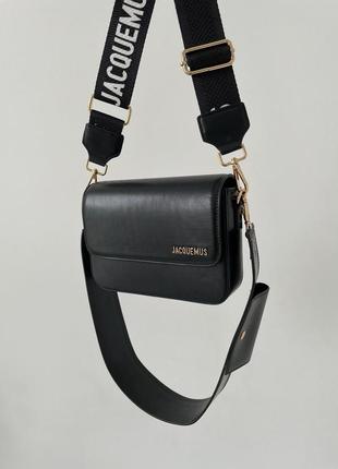 Жіноча чорна сумка + 2 пари ременів jacquemus le carinu 🆕сумочка з широким ремнем1 фото