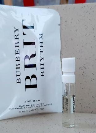 Burberry brit rhythm for her оригинал миниатюра пробник mini vial spray 2 мл книжка2 фото