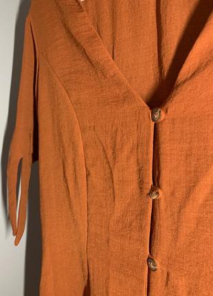 Літня жіноча сукня плаття помаранчева коричнева пуговицы летнее женское платье примарк3 фото