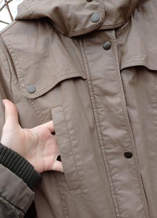Куртка жіноча парка демісезон під шкіру беж батал6 фото