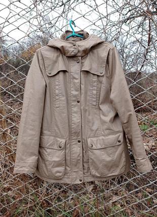 Куртка женская парка демисезон под кожу беж батал