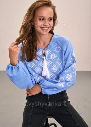 Вишиванка - сорочка блакитна з вишивкою "мирослава"
