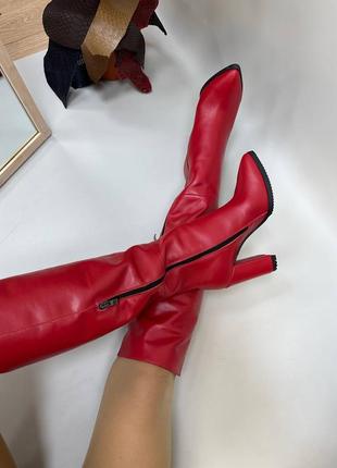 Эксклюзивные сапоги из натуральной итальянской кожи и замша женские на каблуке