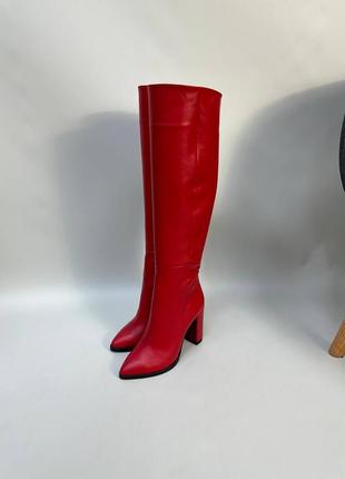 Екслюзивні чоботи з італійської шкіри та замші жіночі на підборах9 фото
