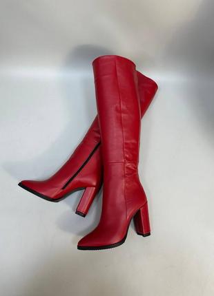 Эксклюзивные сапоги из натуральной итальянской кожи и замша женские на каблуке