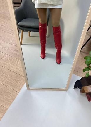 Эксклюзивные сапоги из натуральной итальянской кожи и замша женские на каблуке