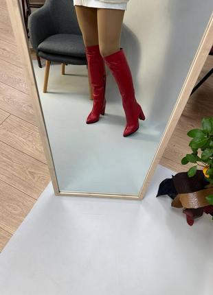 Эксклюзивные сапоги из натуральной итальянской кожи и замша женские на каблуке