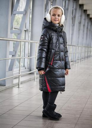 Подростковая теплая удлиненная курточка для девочек, зимнее пальто4 фото