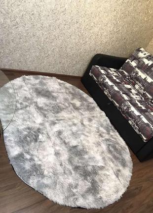 Приліжковий килимок травичка з високим ворсом 150х200 сірий